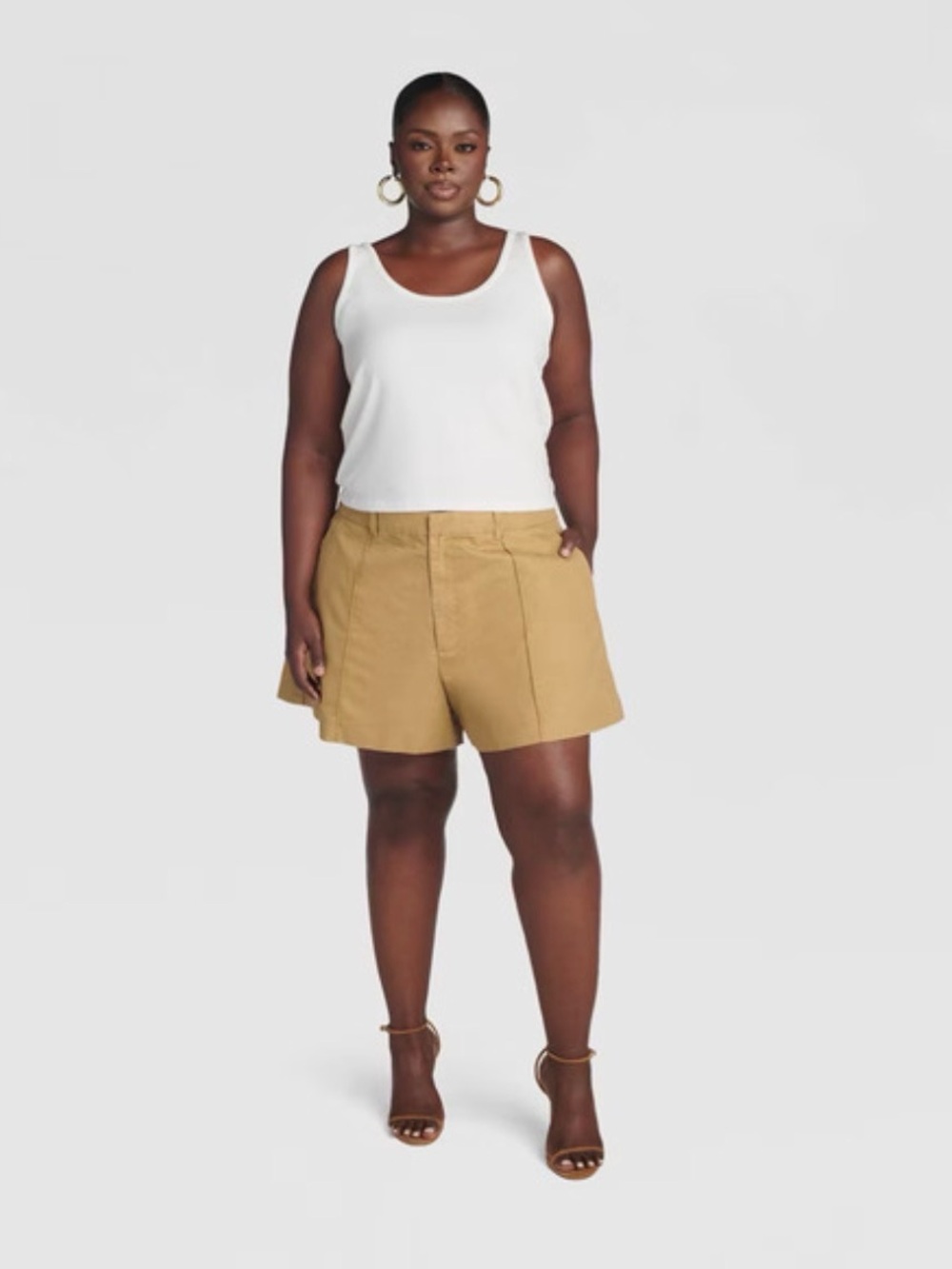 KBB by KAHLANA Women's 'The Flared Chino Shorts' - Brown 17